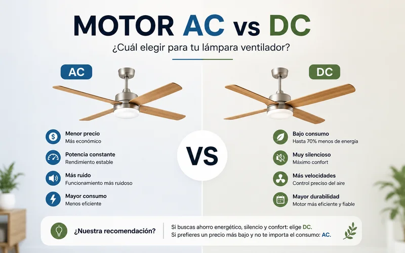 Comparativa entre motor AC y motor DC en ventiladores de techo