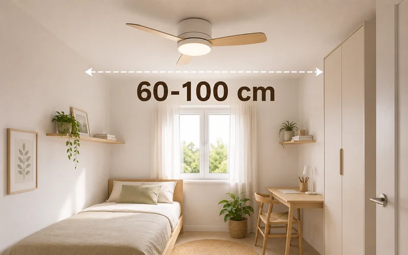 Ventilador de techo con luz pequeño para habitaciones reducidas
