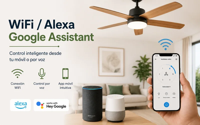 Lámpara ventilador WiFi compatible con Alexa y Google Home