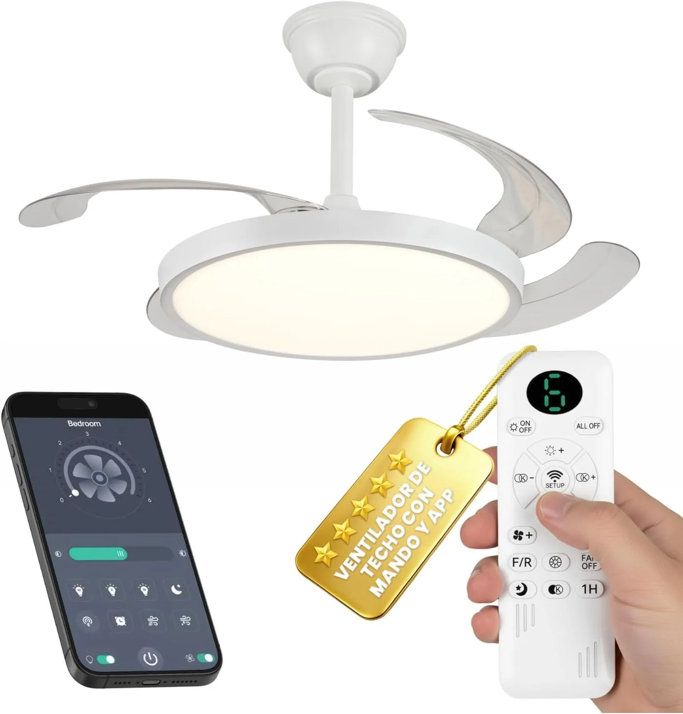 LUMIKING LKMEL ventilador con luz LED retráctil 3 tamaños