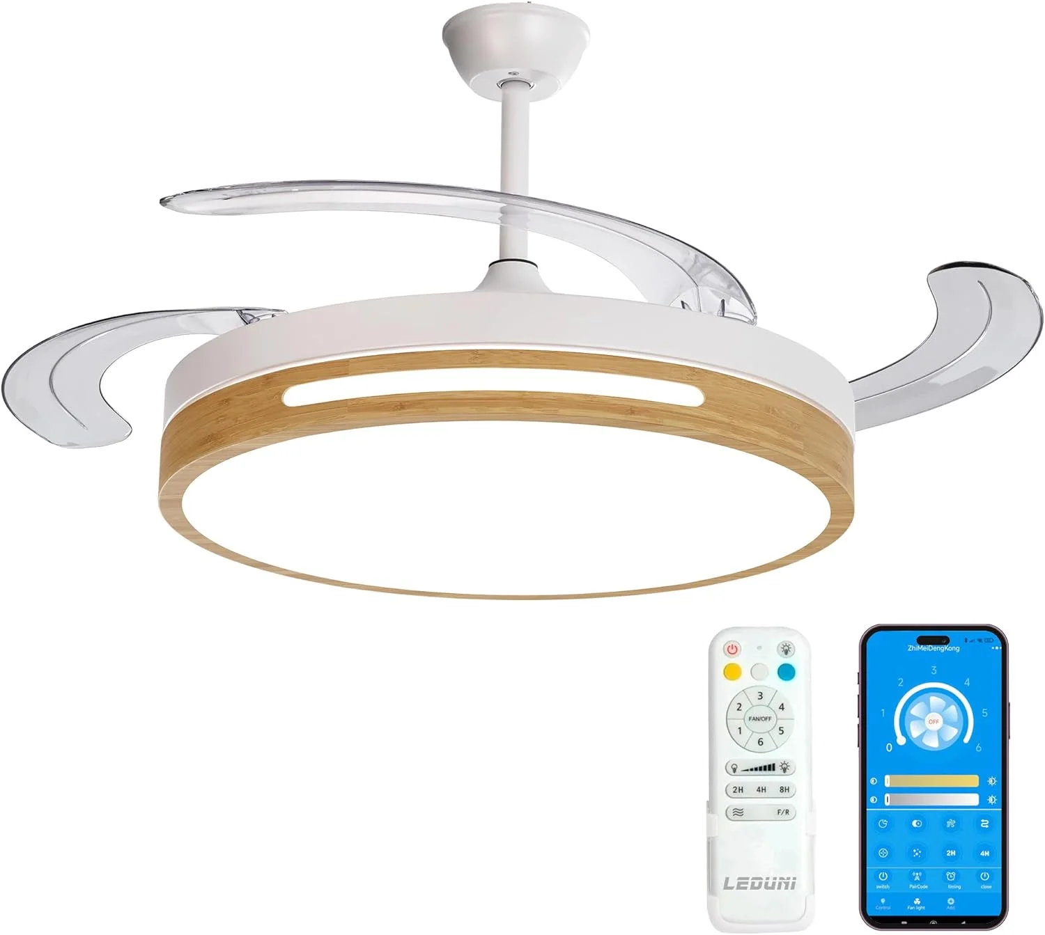 LEDUNI LM8095 lámpara ventilador compacta 50 cm dormitorio